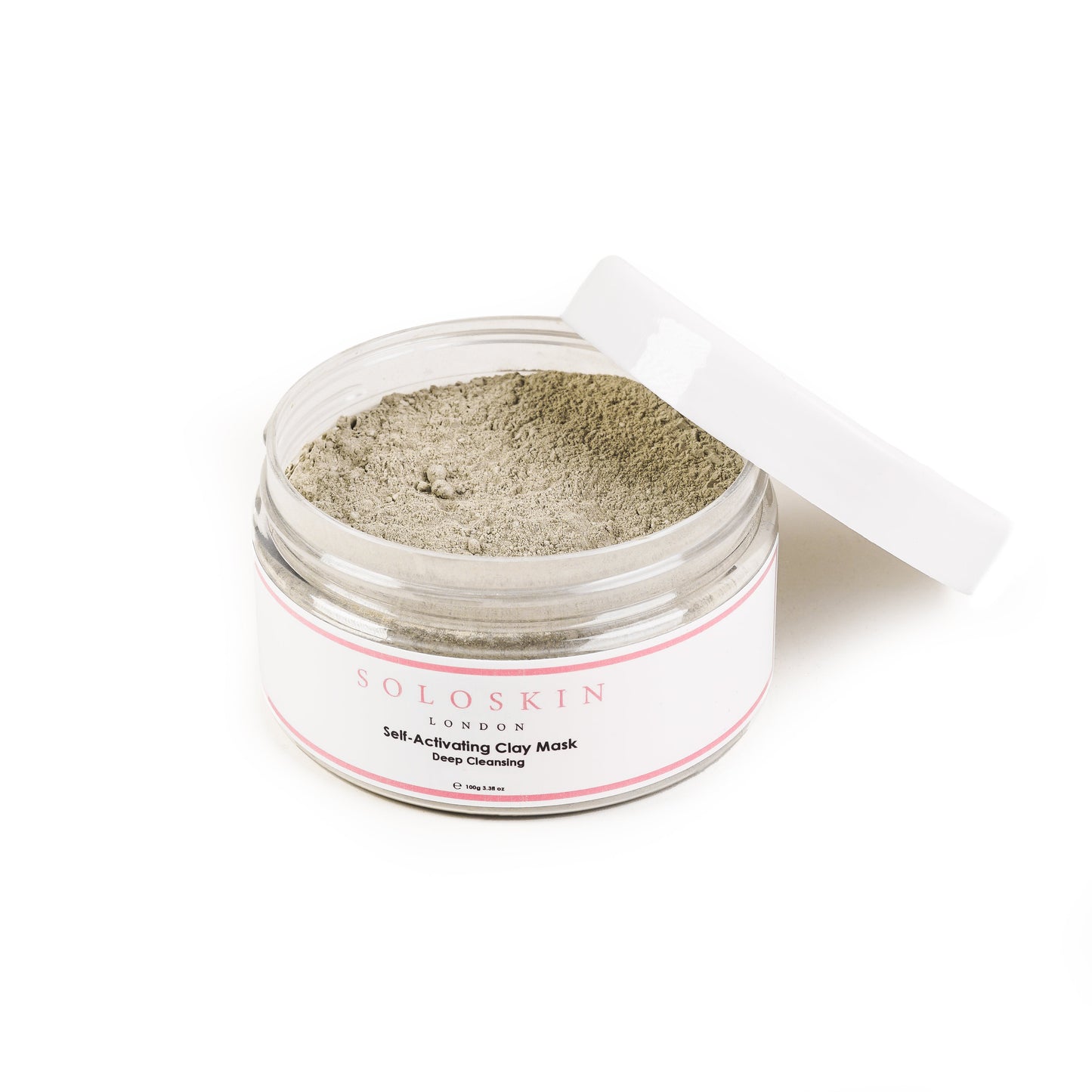 Clay mask in a jar with a white lid on a white background