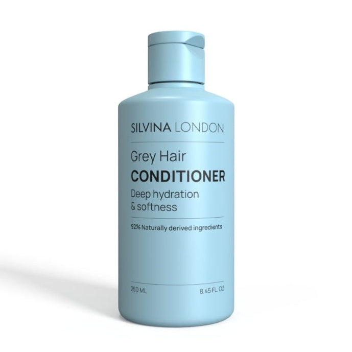 Silvina London Grey Hair Conditioner bottle on a white background