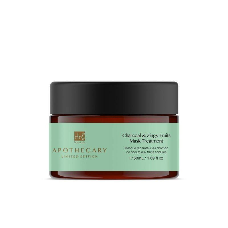 Jar of Apothecary Charcoal & Zingy Fruits Mask Treatment on a white background