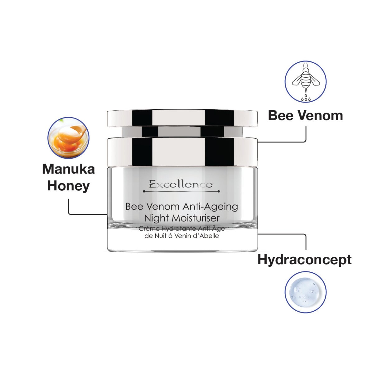 skinChemists Excellence Bee Venom Anti-Ageing Night Moisturiser 50ml