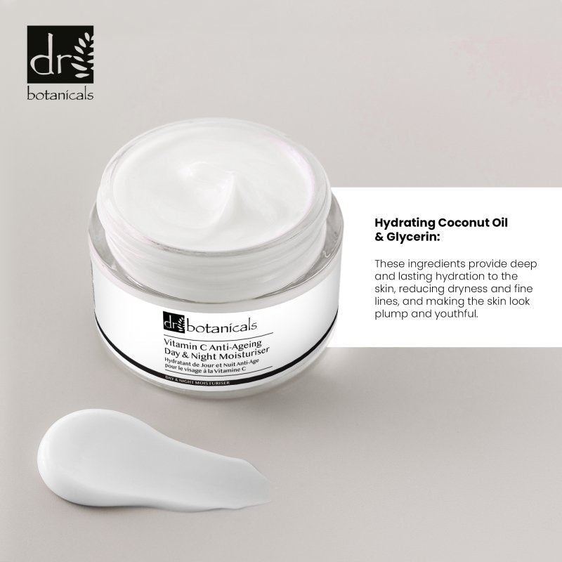Dr Botanicals Vitamin E Anti-Aging Day & Night Moisturizer jar with a white background