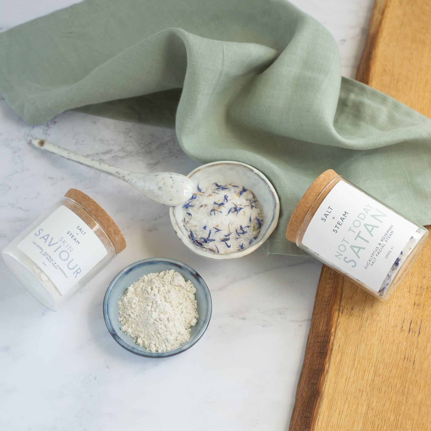 Salt + Steam clay face mask and facial steam range