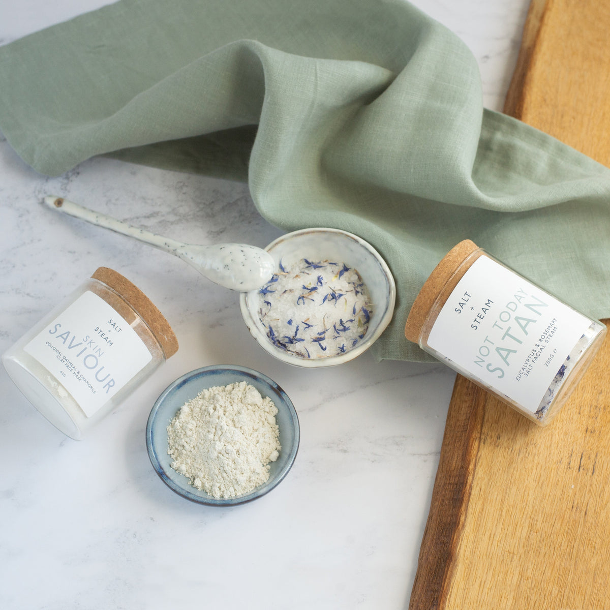 Salt + Steam clay face mask and facial steam range