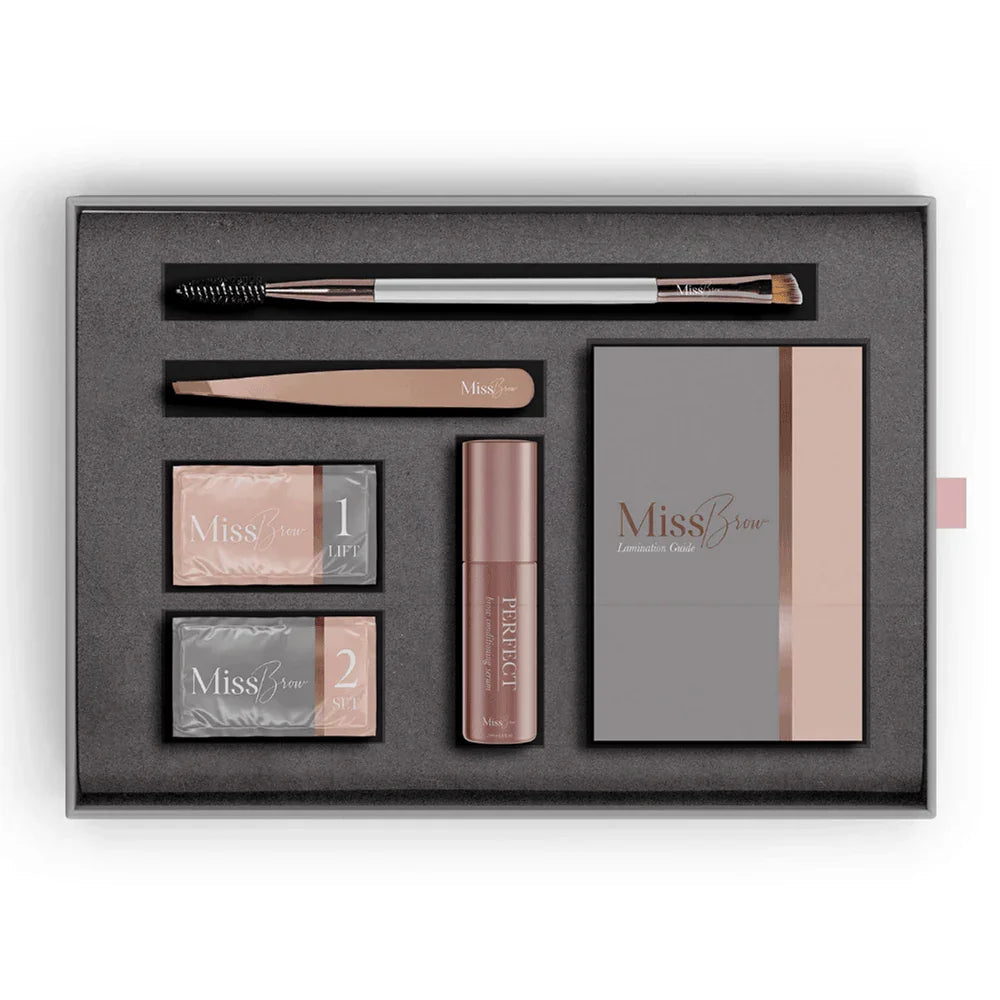 Miss Brow Home Brow Lamination Gift Set with Tools & Brow Care Serum