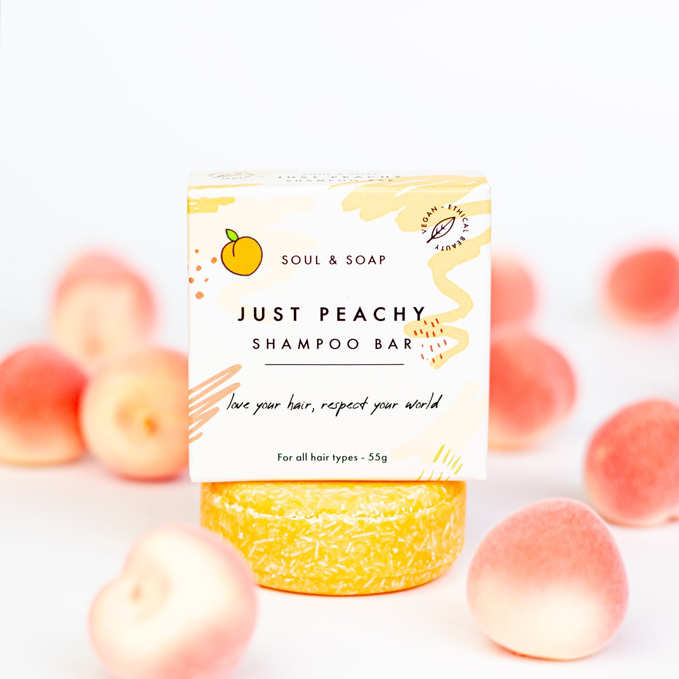 Soul and Soap Just Peachy Solid Shampoo Bar 55g