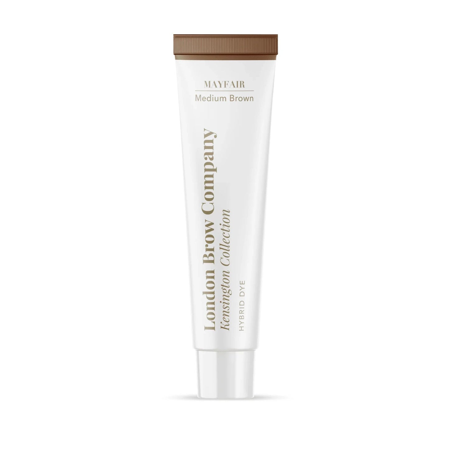 Mayfair London Brow Company eyebrow dye tube on a white background