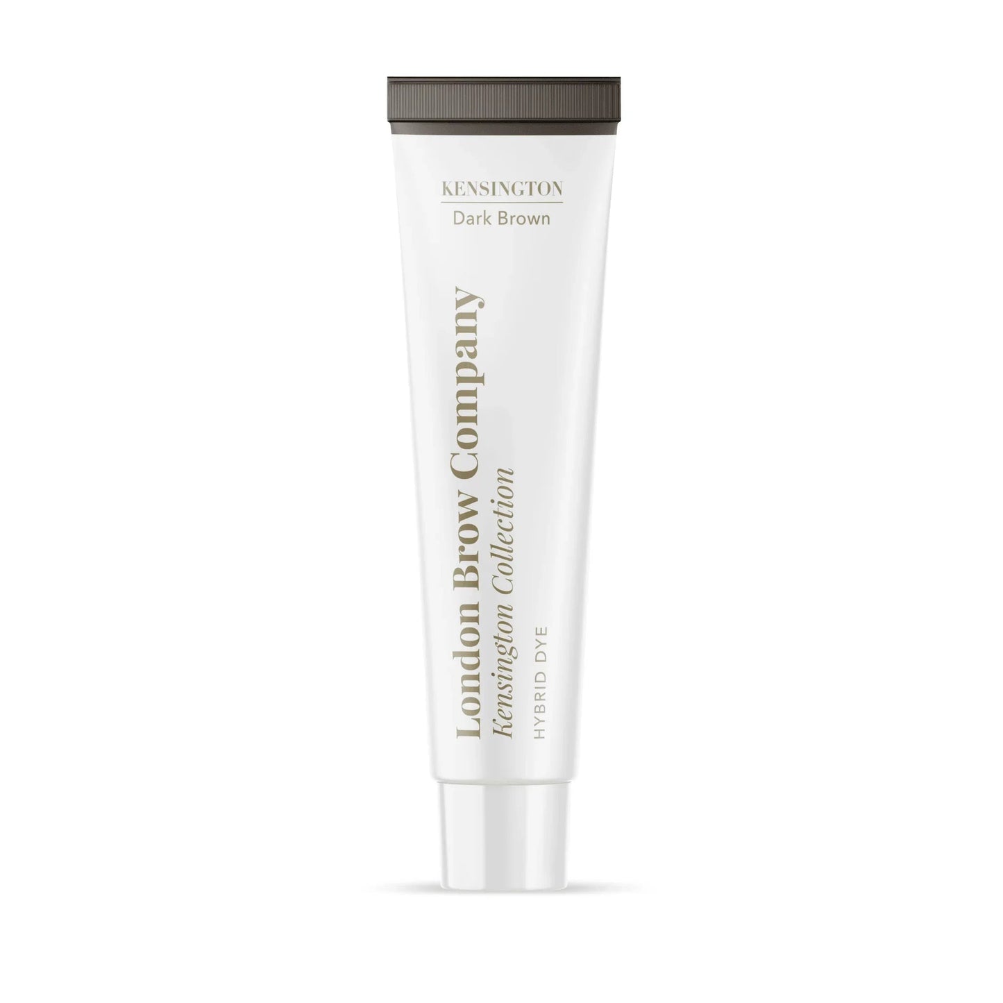 Tube of London Brow Company hair dye on a white background