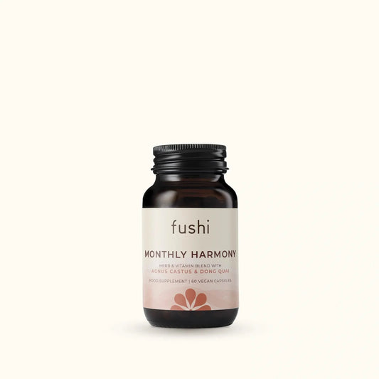 Fushi Monthly Harmony supplement bottle on a white background