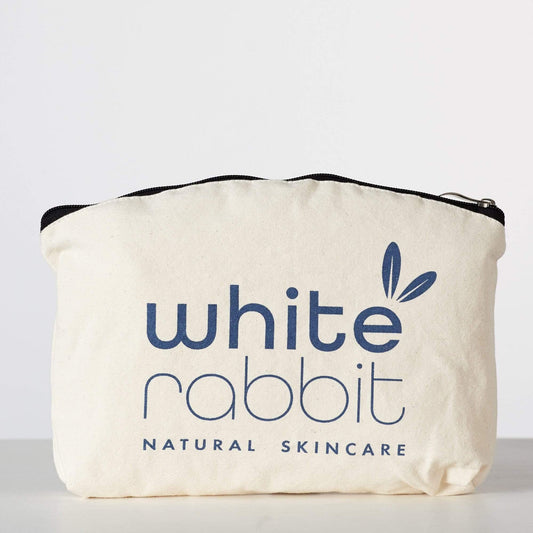 White Rabbit Natural Skincare pouch on a light background